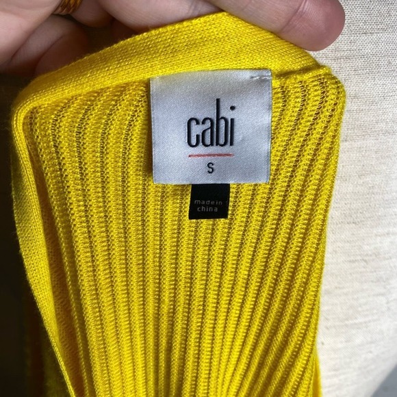 Cabi #5637 Sunny Sweater Yellow Button Snap Front Ribbed Cardigan Crop Womens - Picture 7 of 8